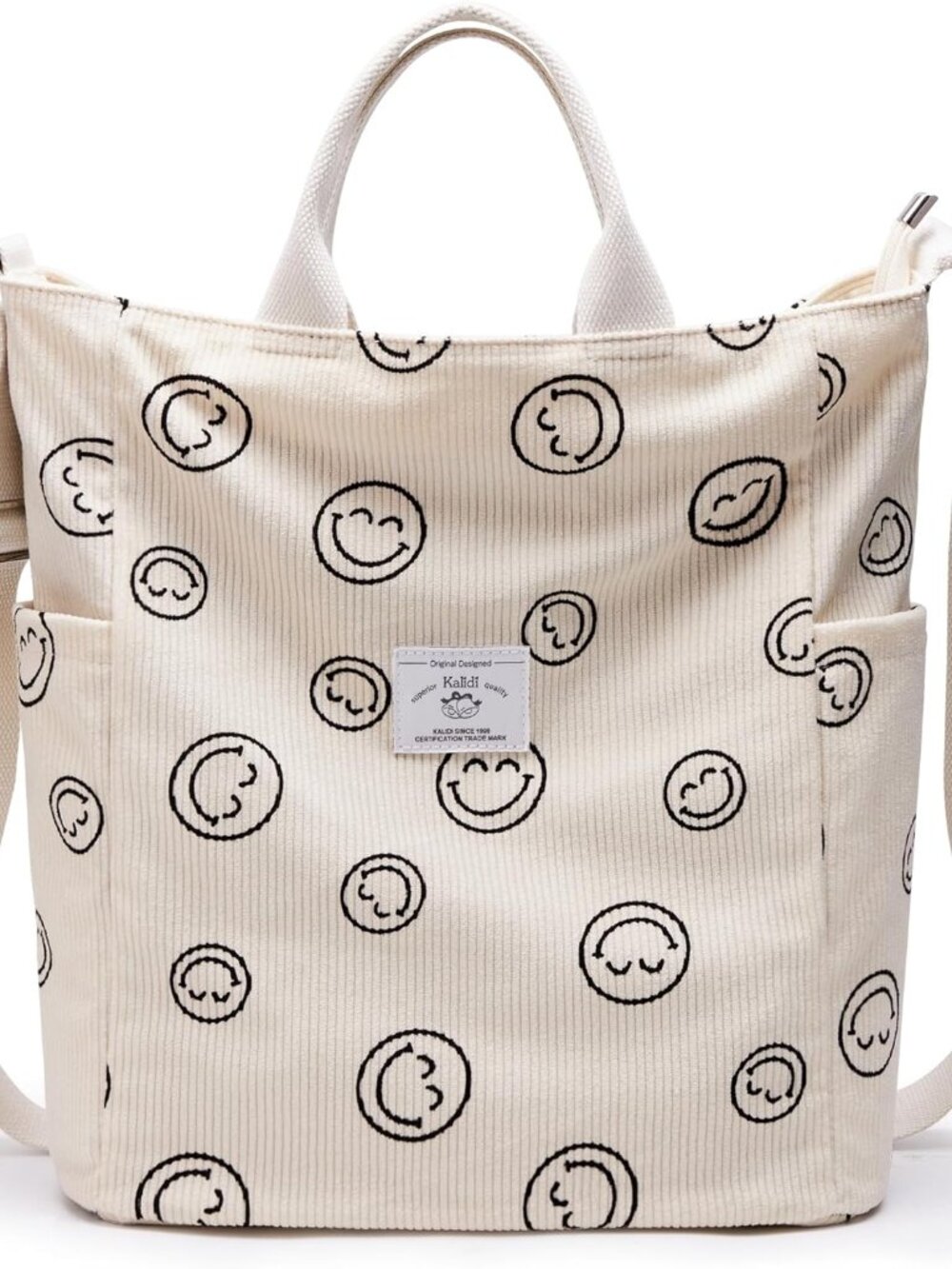 Corduroy Tote Bag, Large Messenger Bag Shoulder Hobo Anti Splash Crossbody Zippe